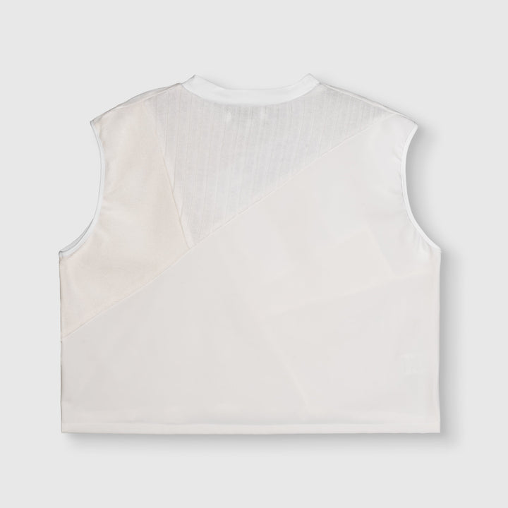 white 'all-over reroll' cropped tank top