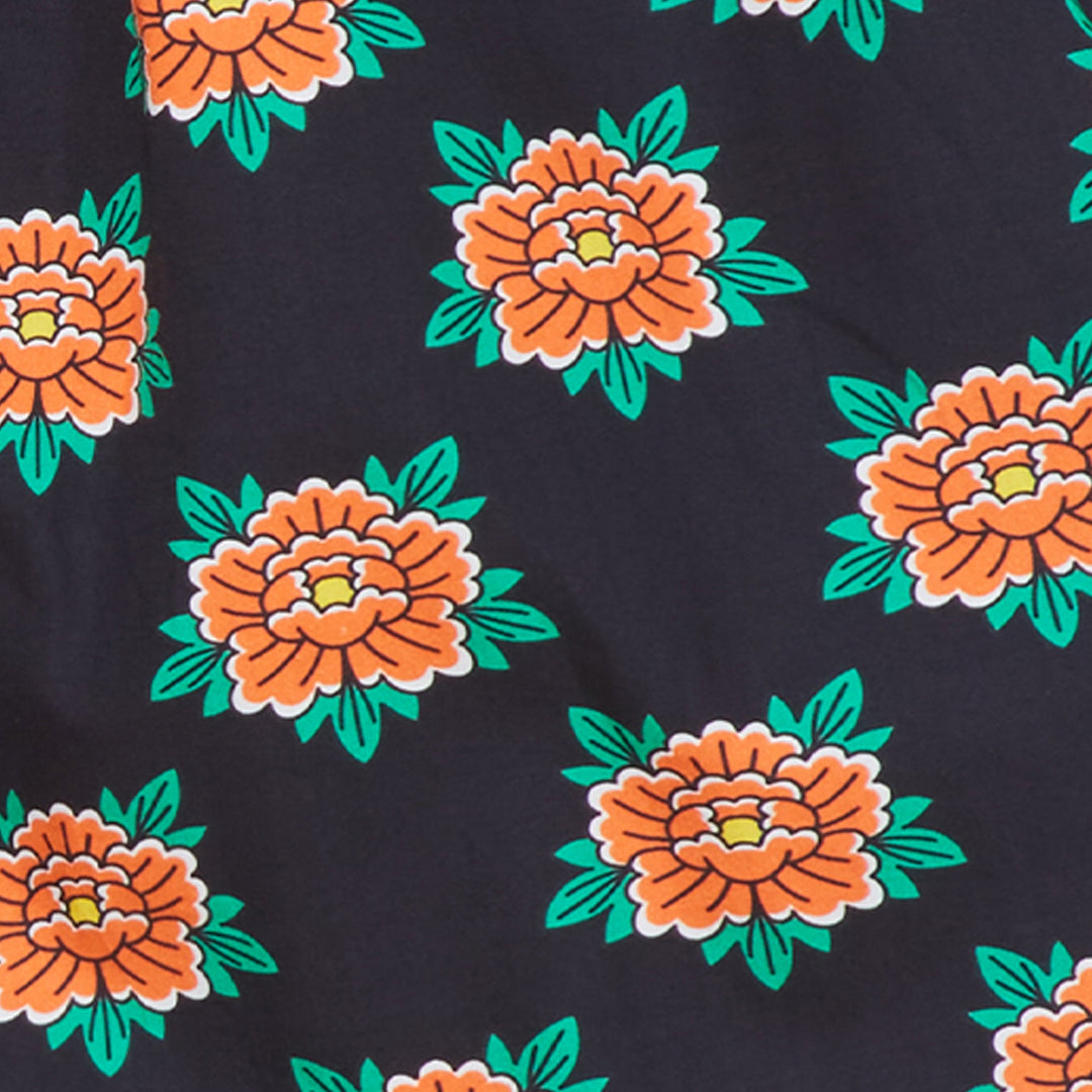 Organic Cotton Kiku Punk Flower Boxer Short - Black