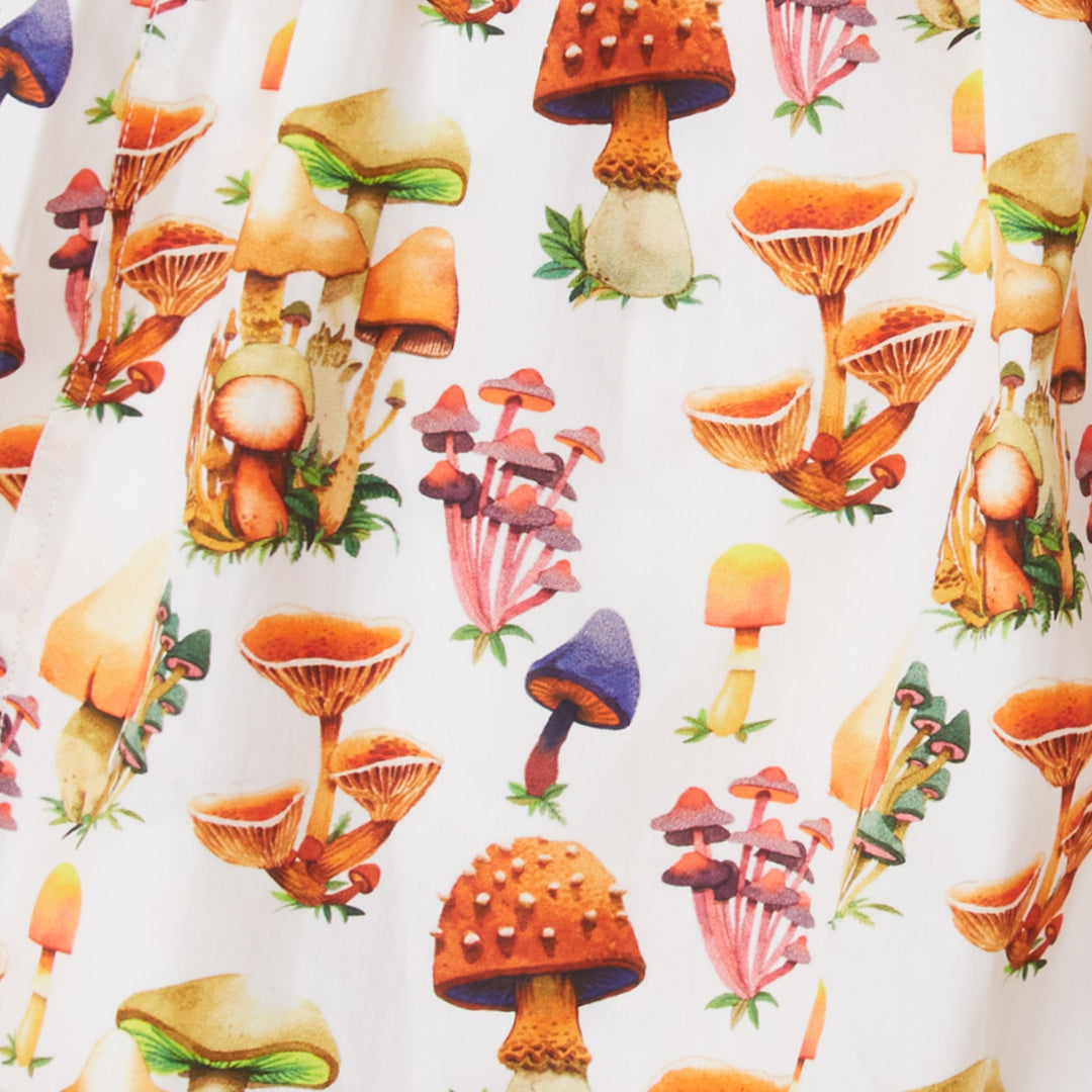 Organic Cotton Seb Gorey Watercolor Shrooms Boxer Short - White