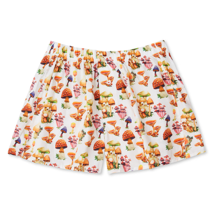 Organic Cotton Seb Gorey Watercolor Shrooms Boxer Short - White