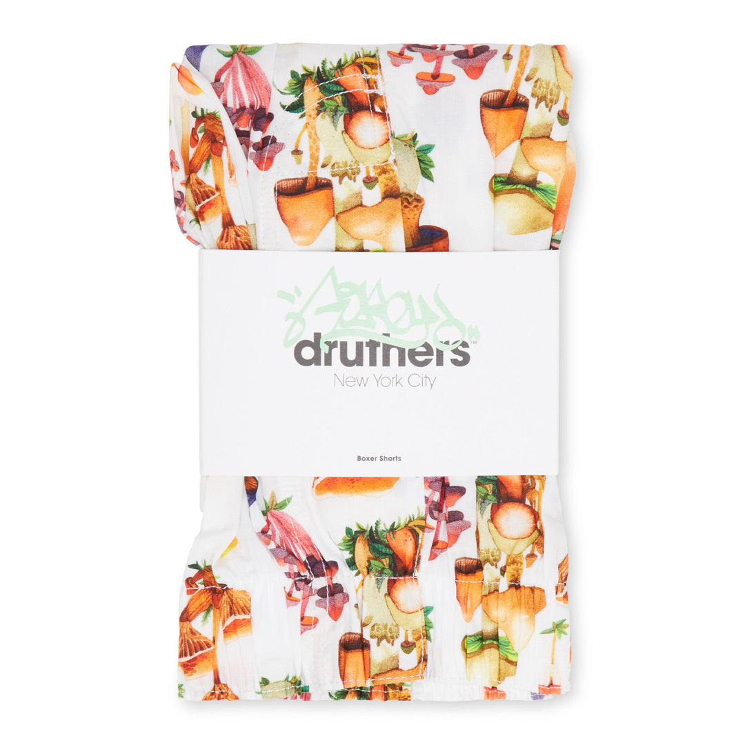 Organic Cotton Seb Gorey Watercolor Shrooms Boxer Short - White