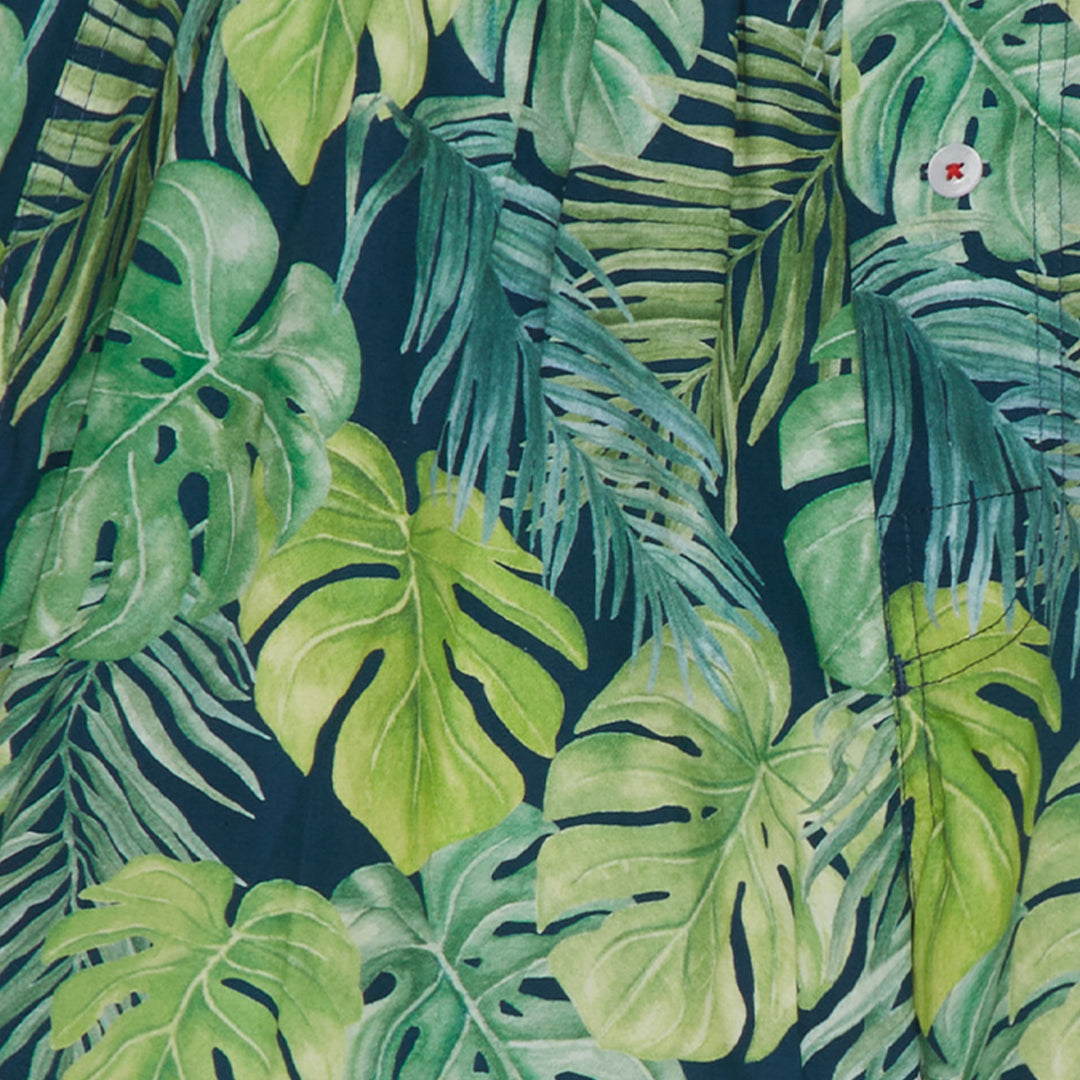 Organic Cotton Lauae Print Boxer Short - Navy Green