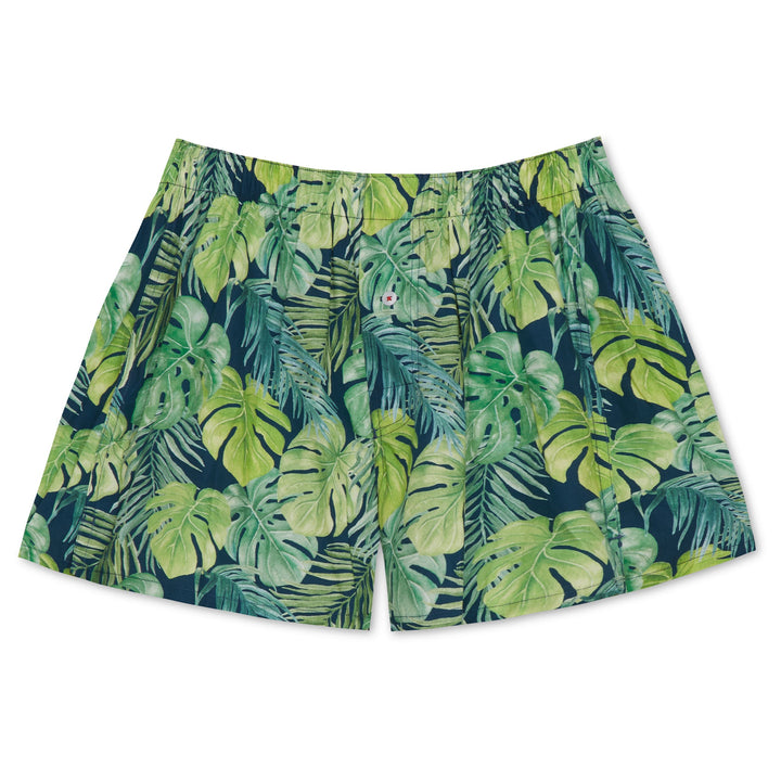 Organic Cotton Lauae Print Boxer Short - Navy Green