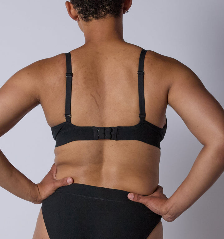 Bamboo Rib Plunge Bra - Black