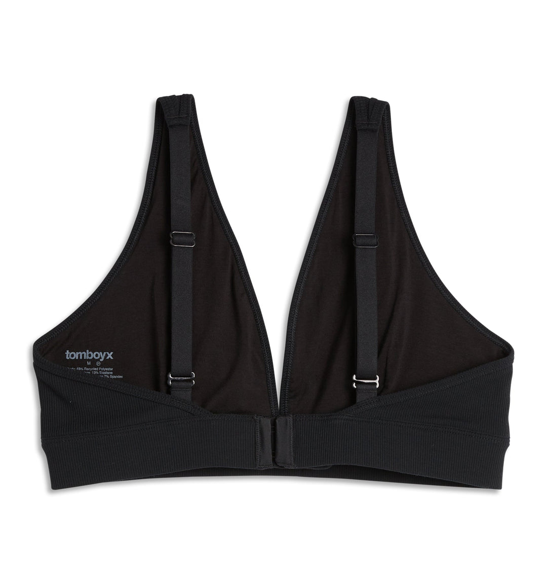 Bamboo Rib Plunge Bra - Black