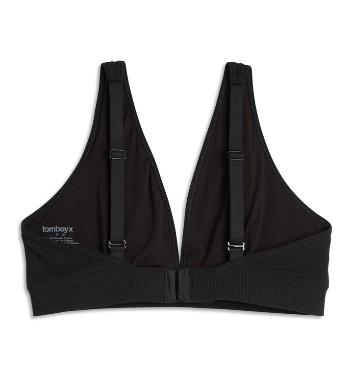 Bamboo Rib Plunge Bra - Black