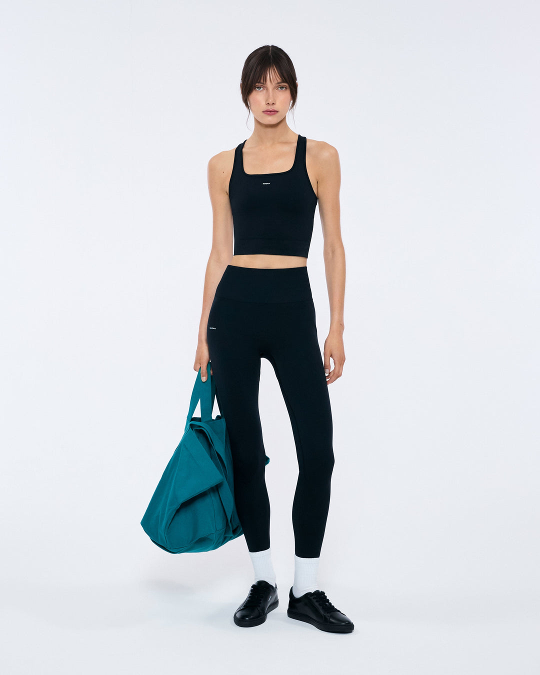 Womens 99% Bio-Based Compressive Ribbed Tank Top—Black