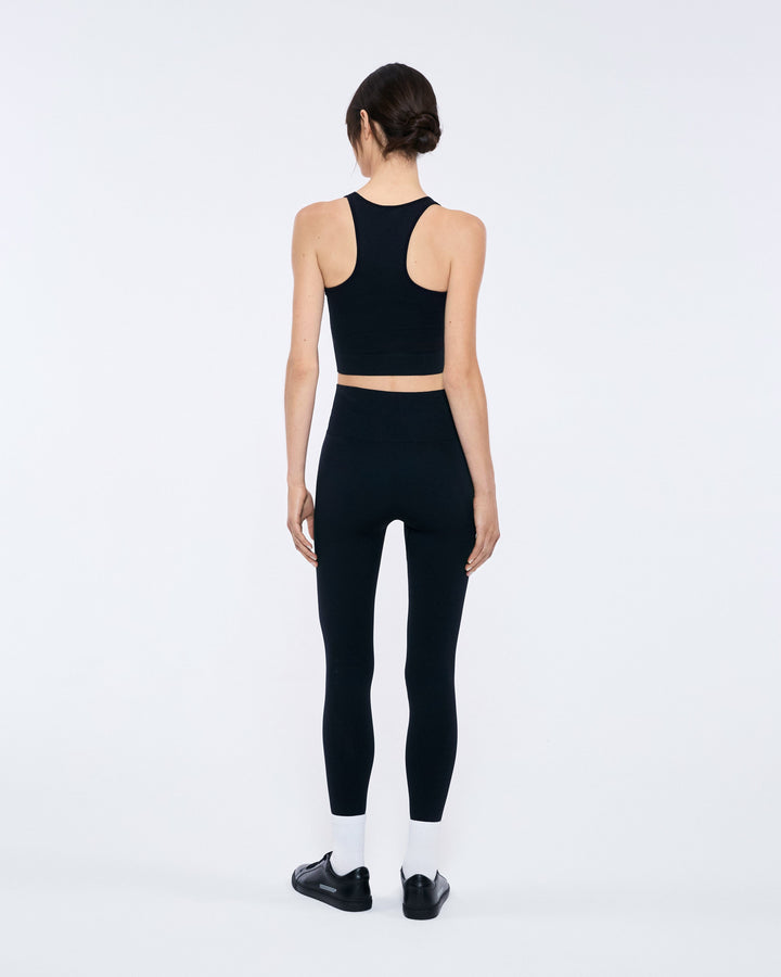 Womens 99% Bio-Based Compressive Ribbed Tank Top—Black