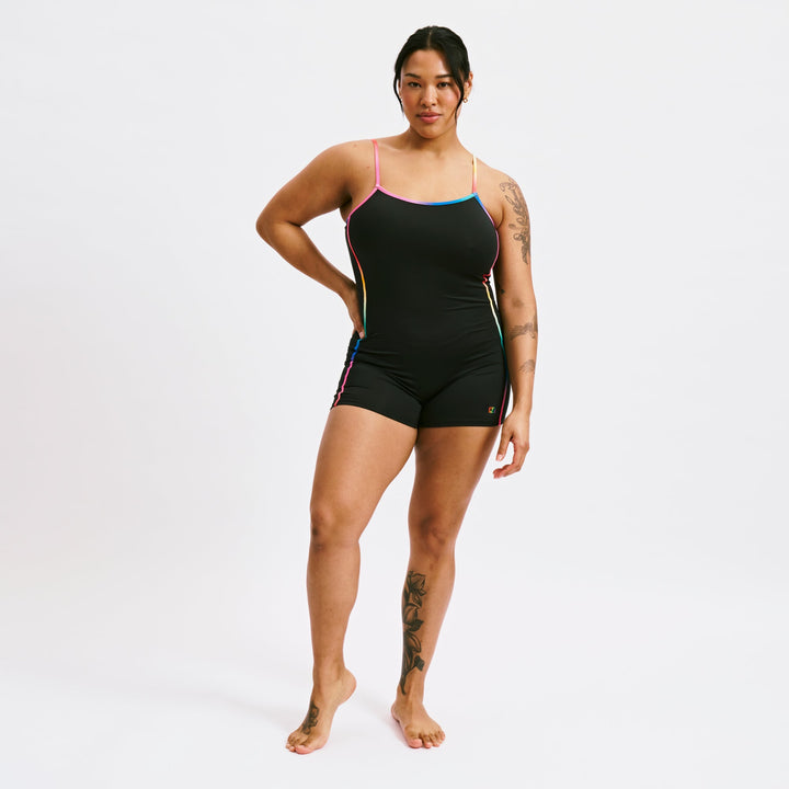 Swim 3.5" Skinny Strap Unisuit - Black Rainbow Ombre