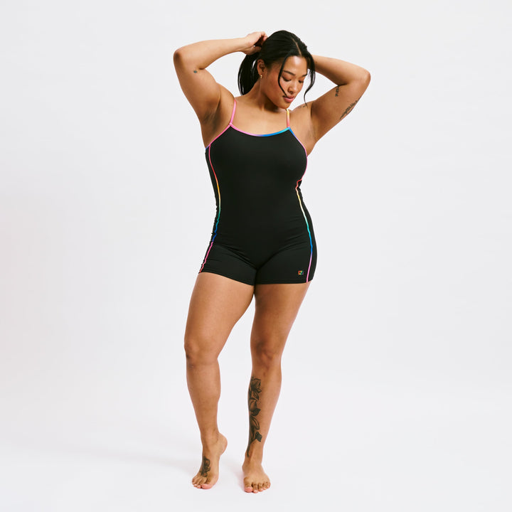 Swim 3.5" Skinny Strap Unisuit - Black Rainbow Ombre