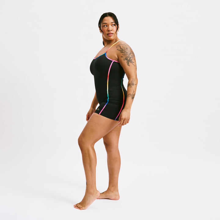 Swim 3.5" Skinny Strap Unisuit - Black Rainbow Ombre