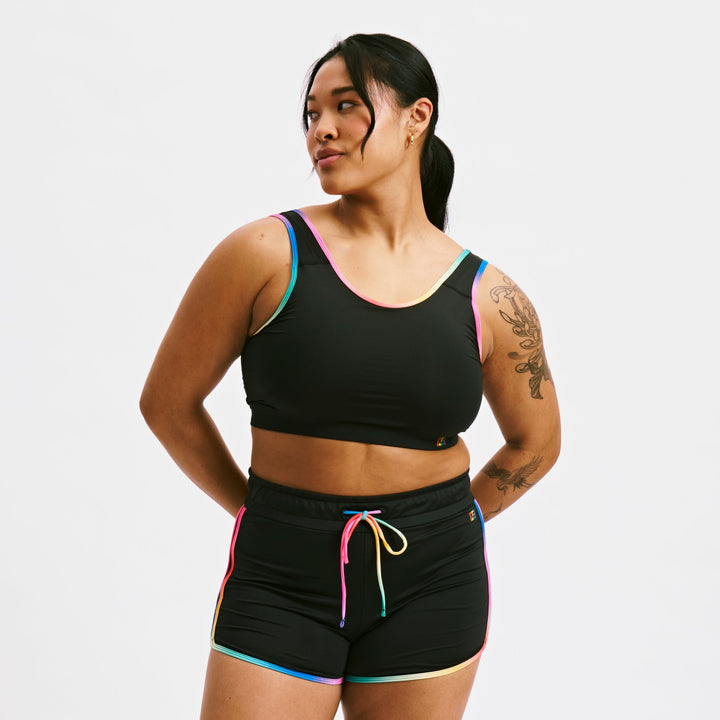 Swim Sport Compression Top - Black Rainbow Ombre