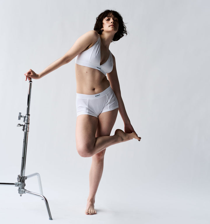 Bamboo Rib Plunge Bra - Bright White