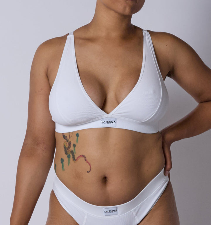Bamboo Rib Plunge Bra - Bright White