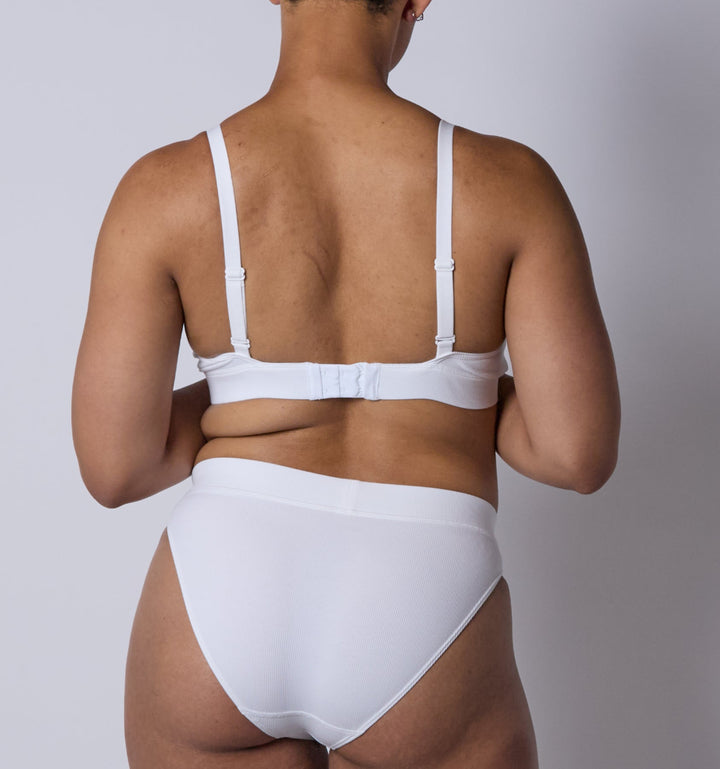 Bamboo Rib Plunge Bra - Bright White