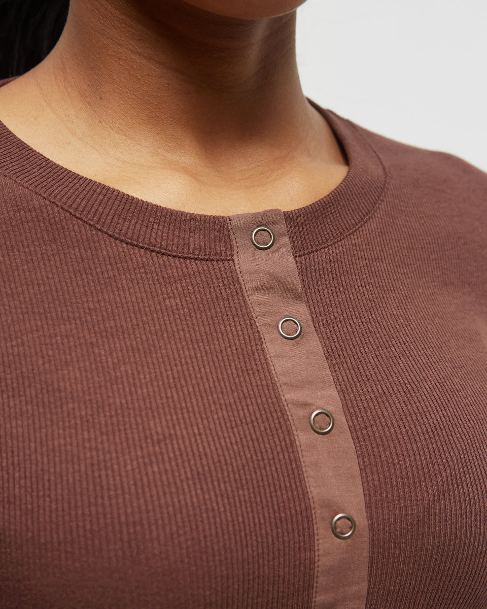 Rib Snap Placket Henley