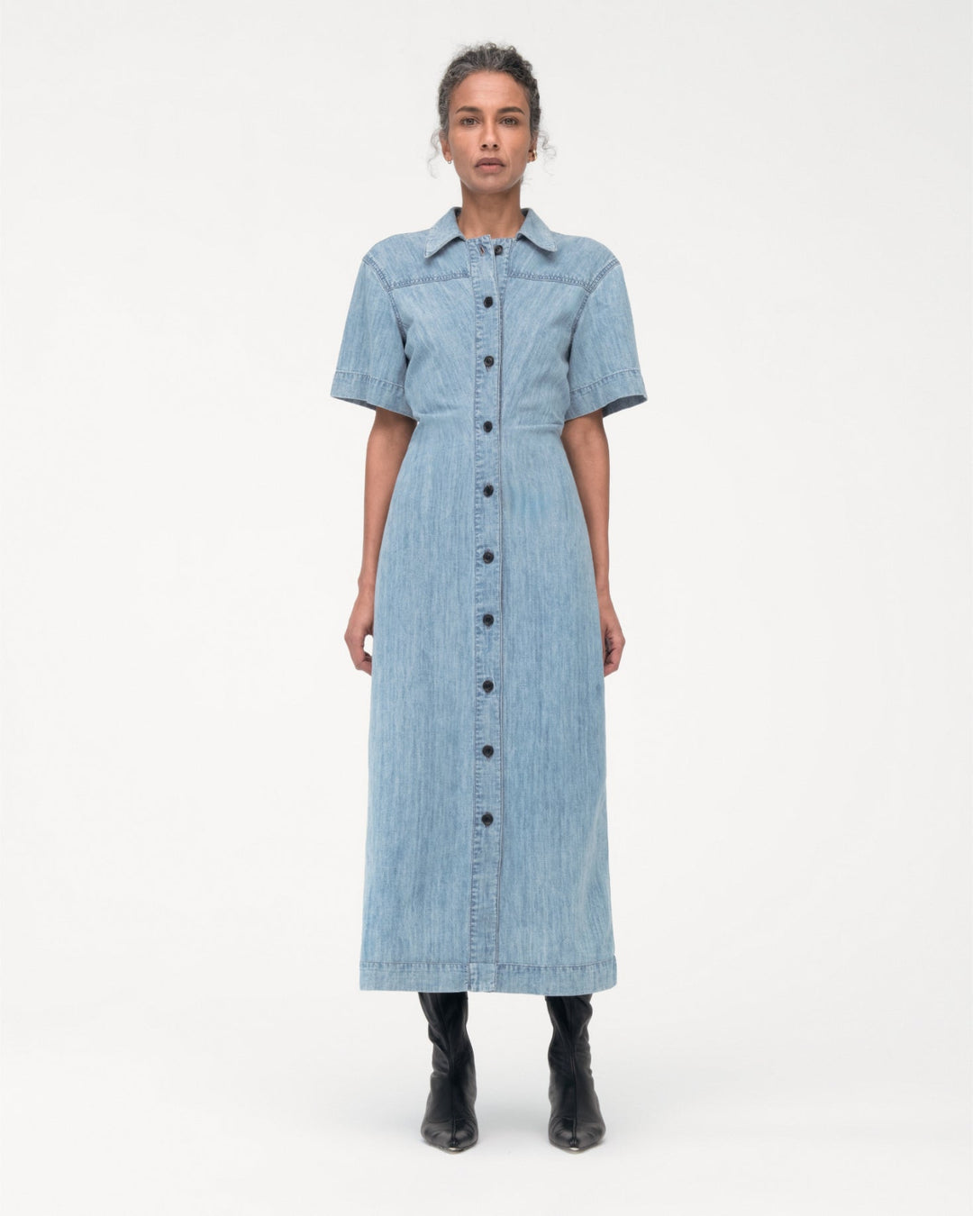Chambray Bias Shirt Dress