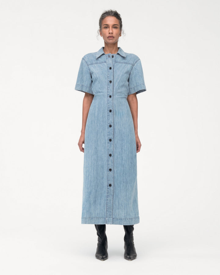Chambray Bias Shirt Dress