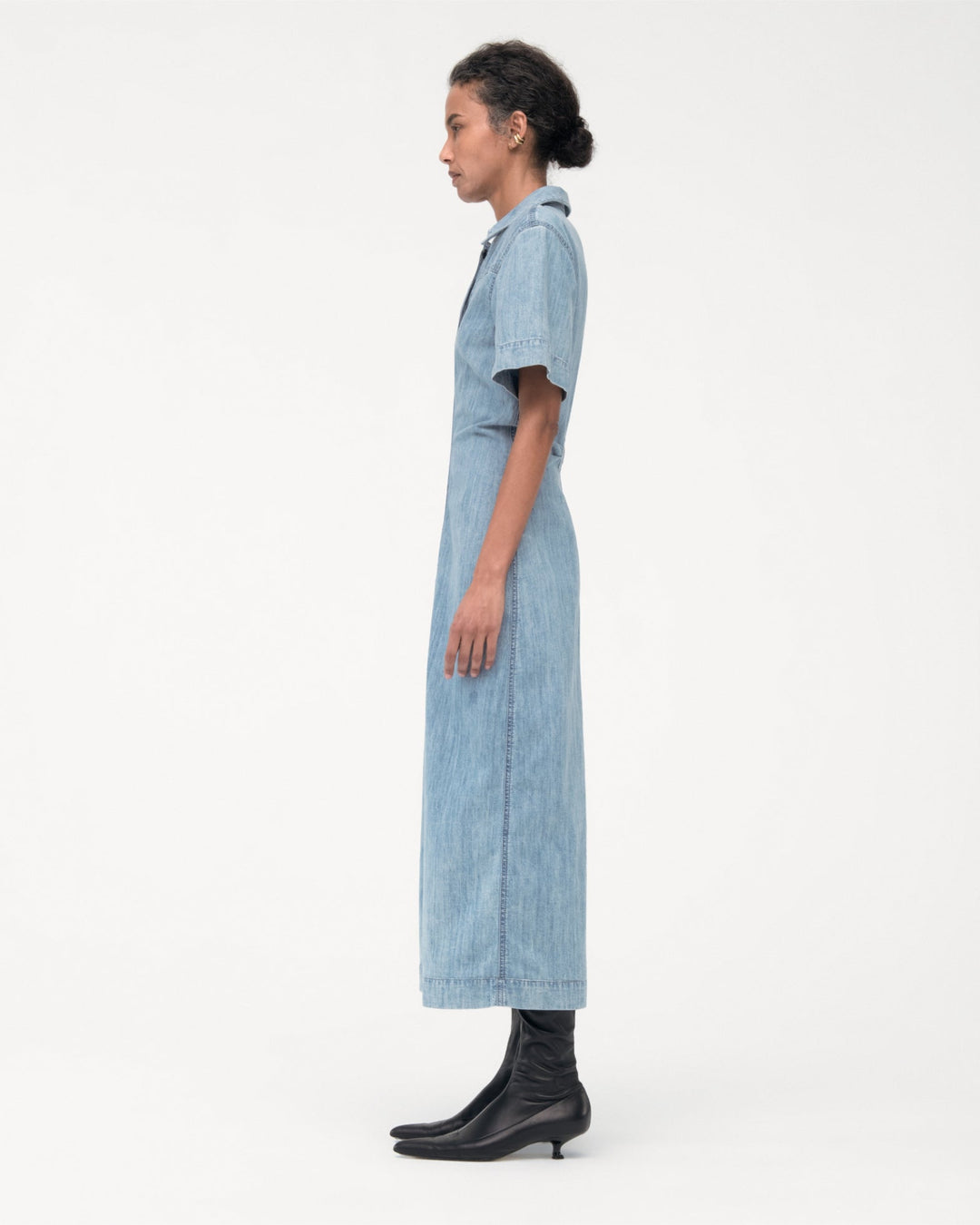 Chambray Bias Shirt Dress