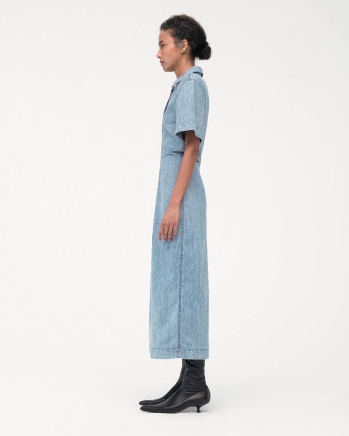 Chambray Bias Shirt Dress