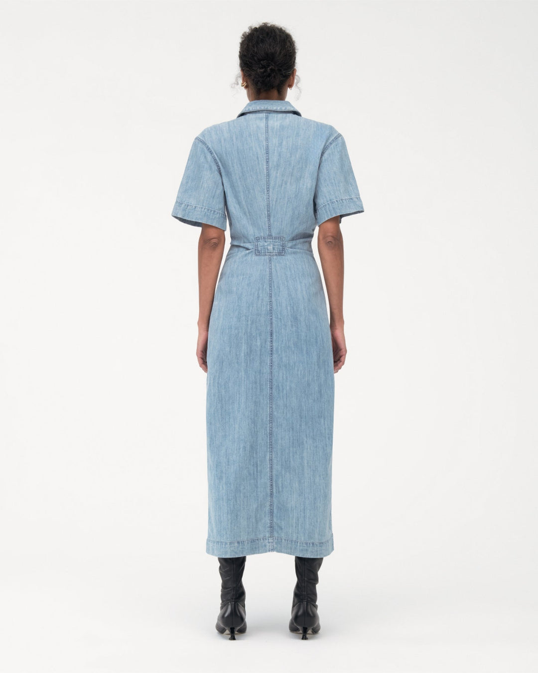 Chambray Bias Shirt Dress