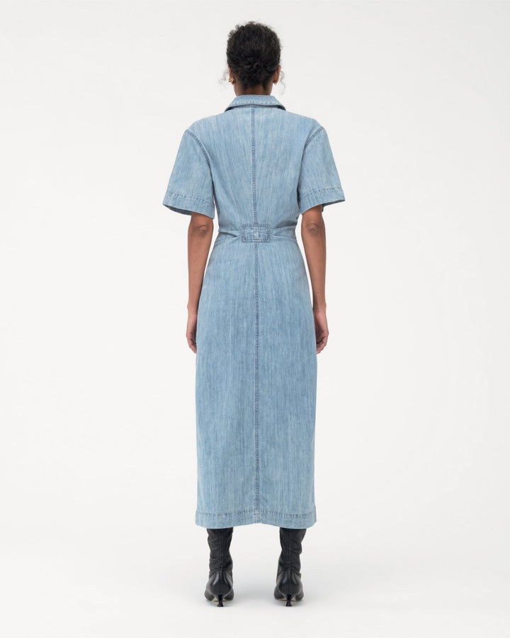 Chambray Bias Shirt Dress