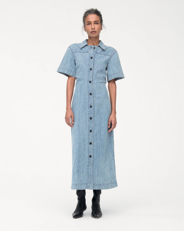 Chambray Bias Shirt Dress