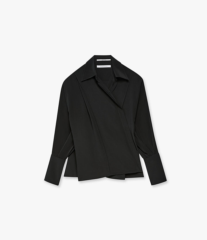Silk Pleated Wrap Shirt