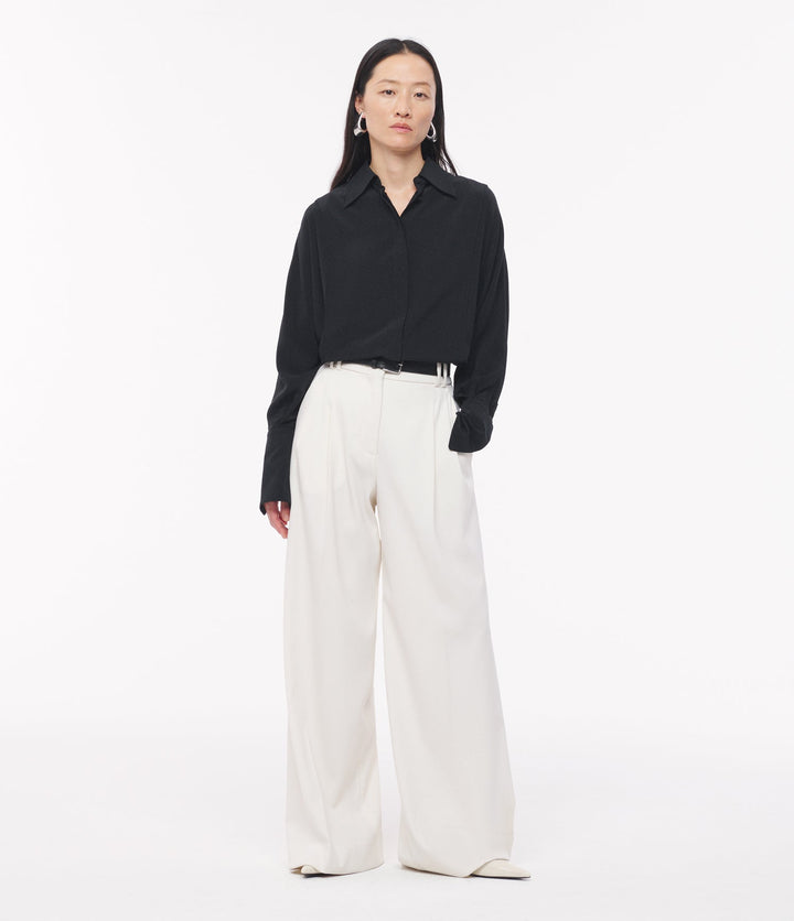 Silk Pleated Wrap Shirt