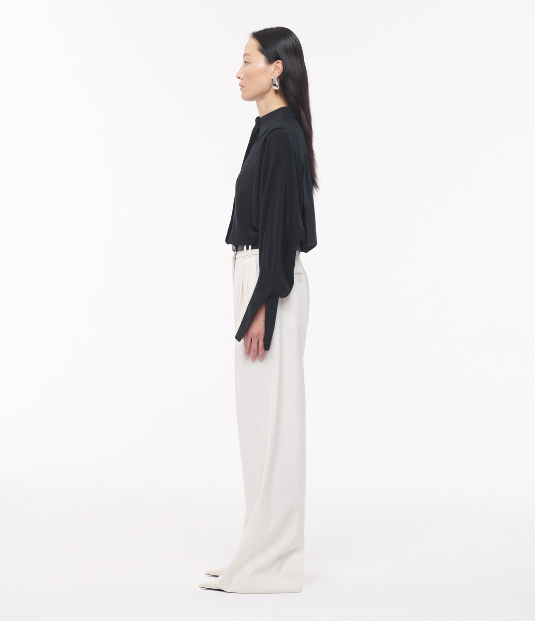 Silk Pleated Wrap Shirt