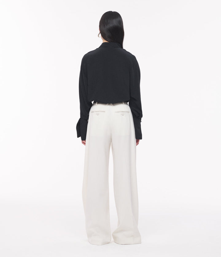 Silk Pleated Wrap Shirt