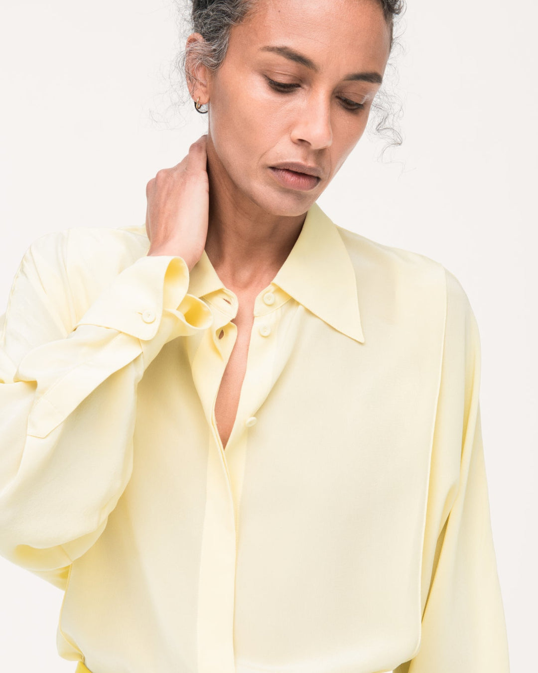 Silk Pleated Wrap Shirt