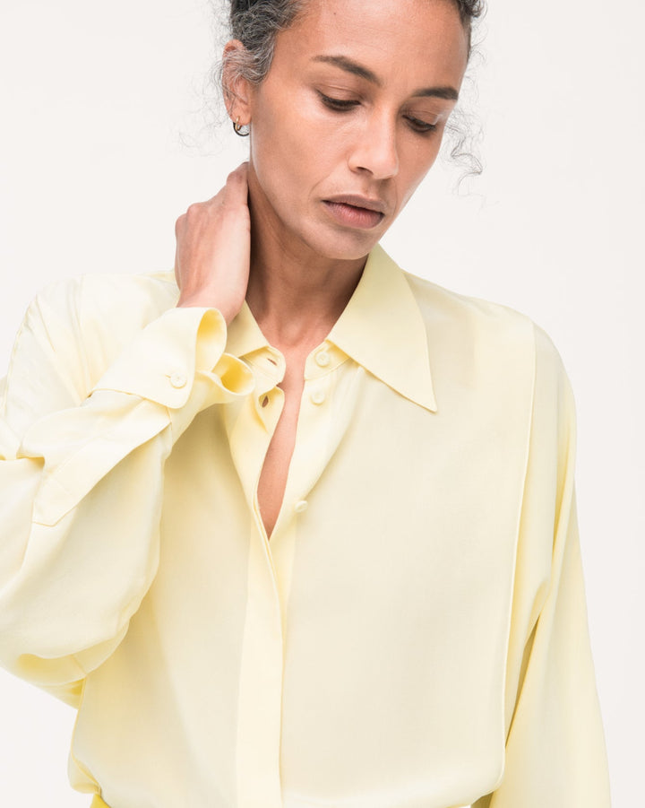Silk Pleated Wrap Shirt