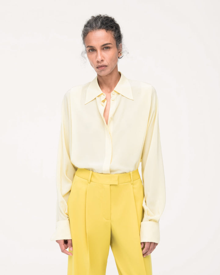 Silk Pleated Wrap Shirt