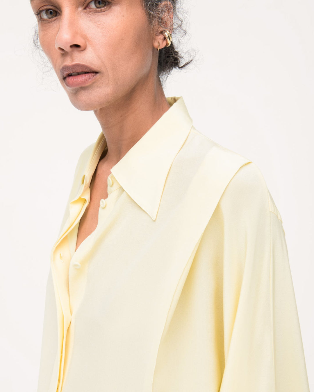 Silk Pleated Wrap Shirt