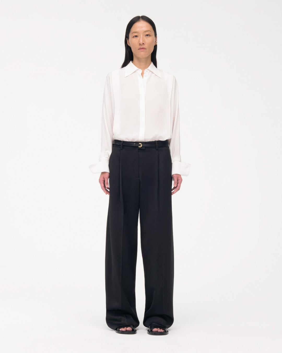 Silk Pleated Wrap Shirt
