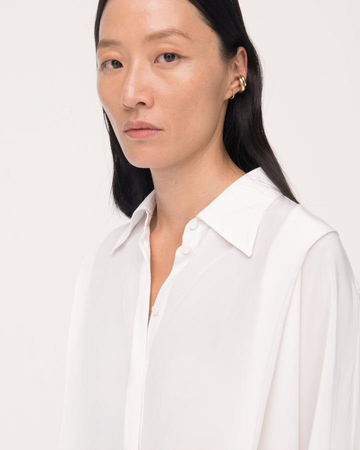 Silk Pleated Wrap Shirt