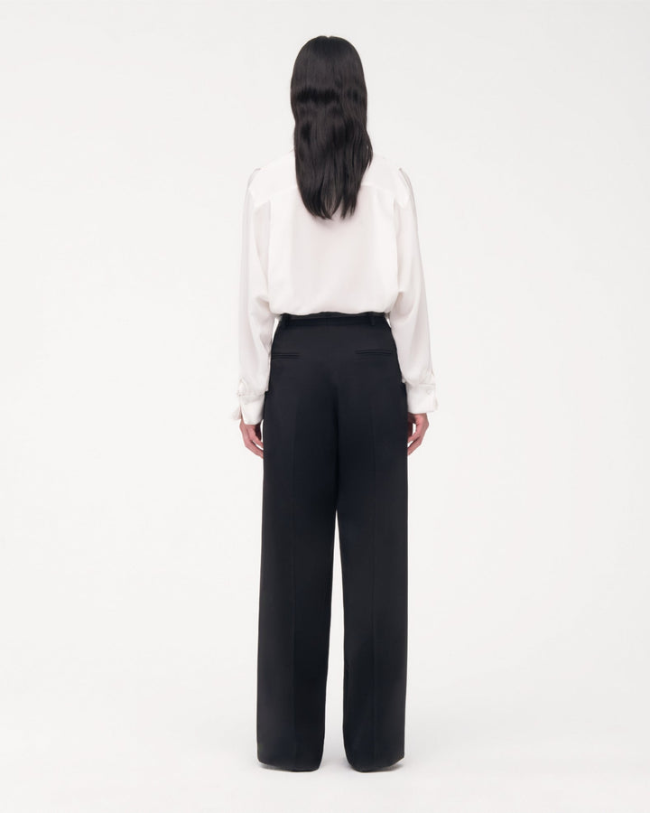 Silk Pleated Wrap Shirt