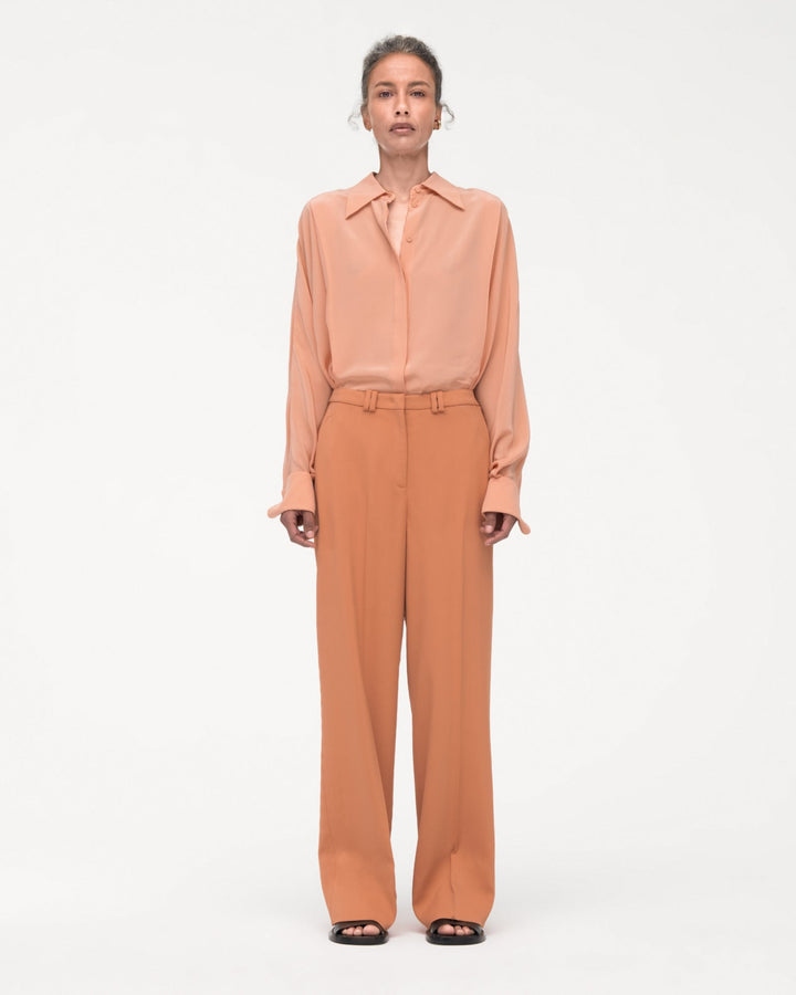 Silk Pleated Wrap Shirt