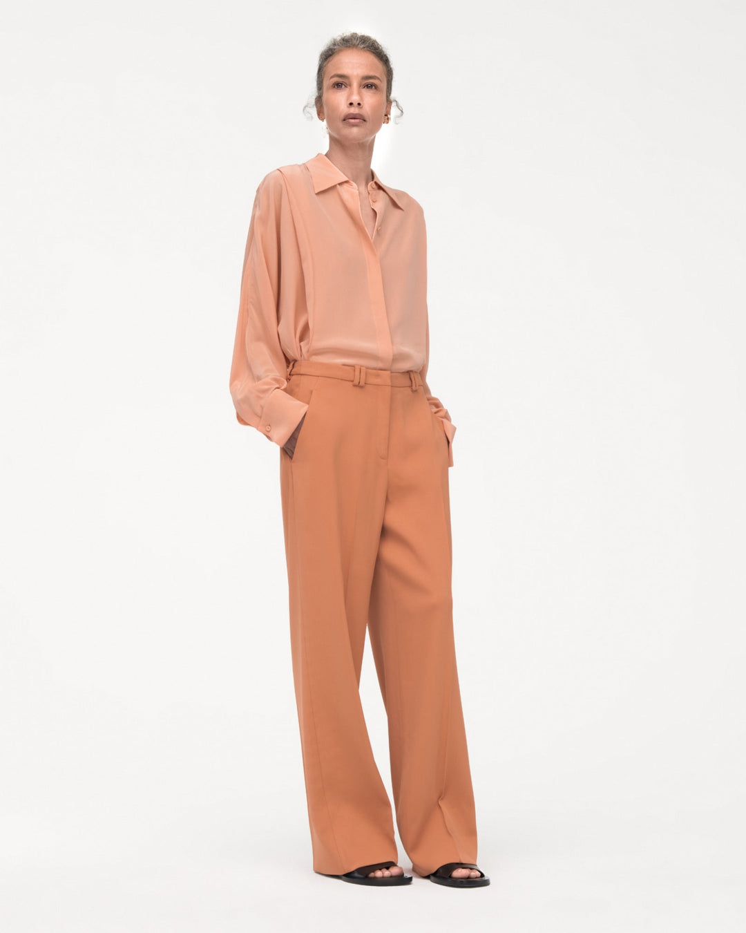 Silk Pleated Wrap Shirt