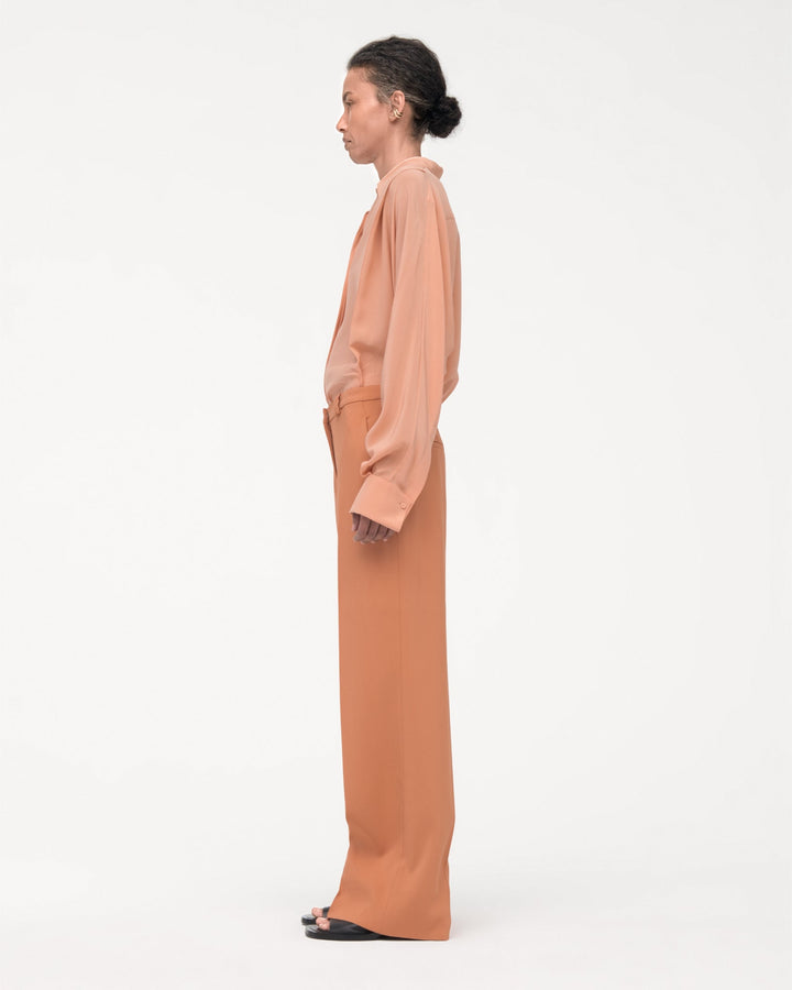 Silk Pleated Wrap Shirt