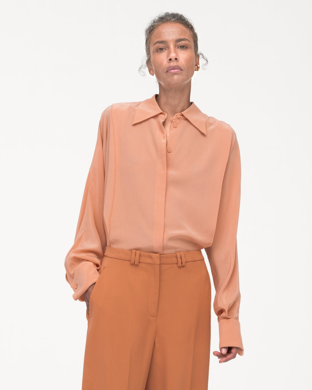 Silk Pleated Wrap Shirt