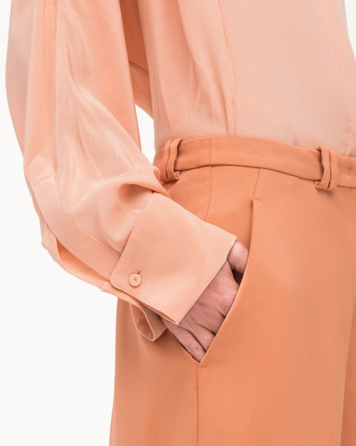 Silk Pleated Wrap Shirt