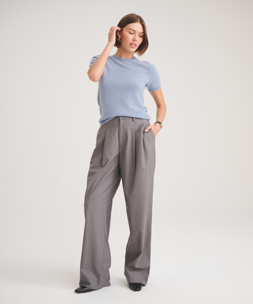 Basic Cashmere Short Sleeve Sweater
