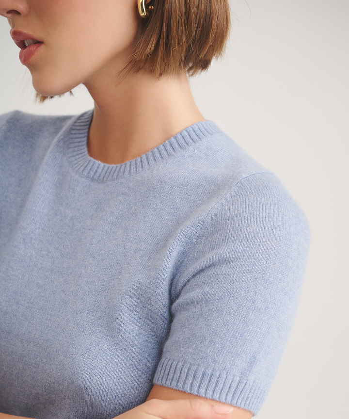 Basic Cashmere Short Sleeve Sweater