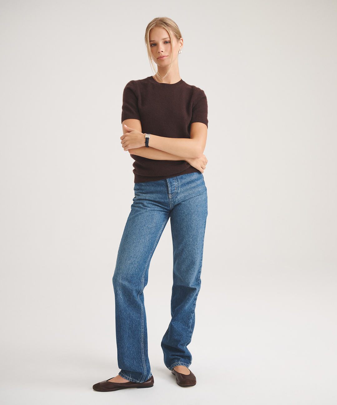 Basic Cashmere Short Sleeve Sweater