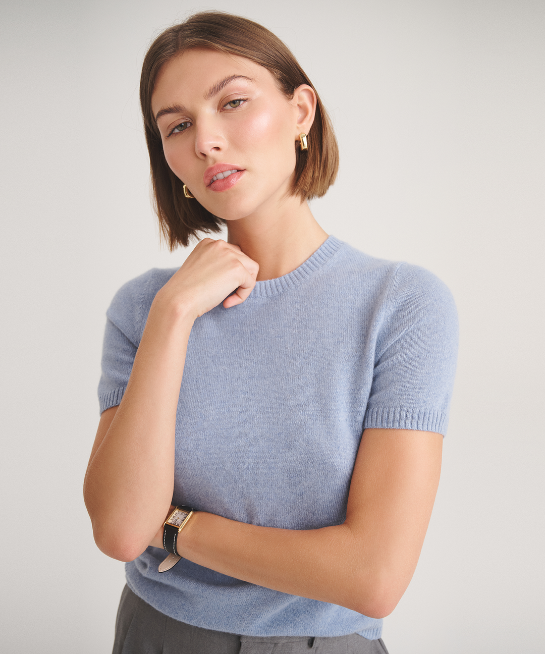 Basic Cashmere Short Sleeve Sweater