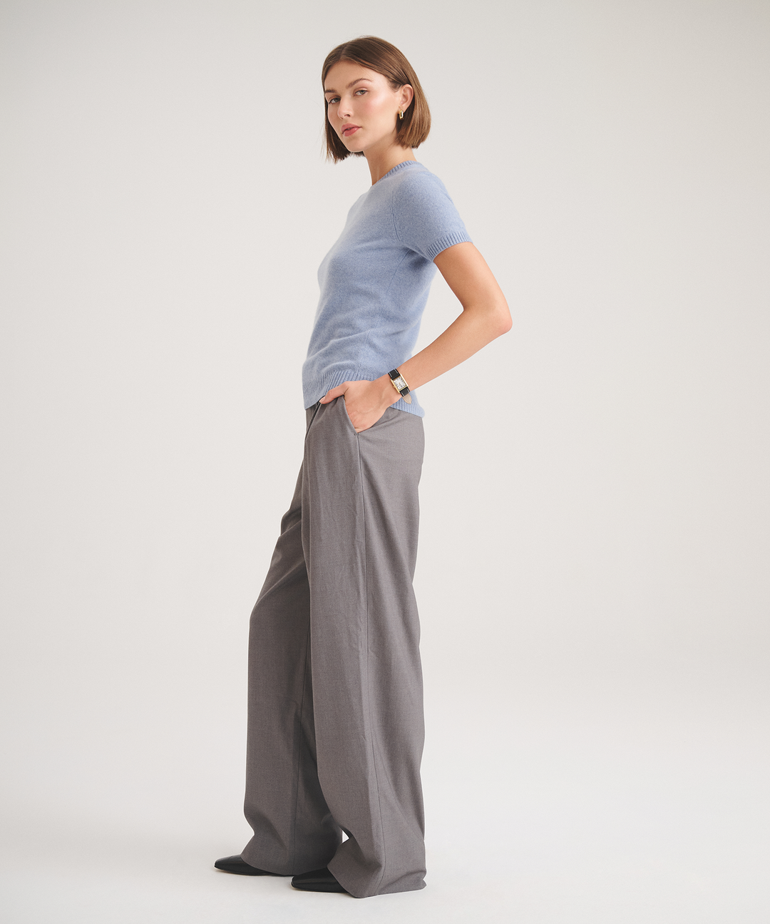 Basic Cashmere Short Sleeve Sweater