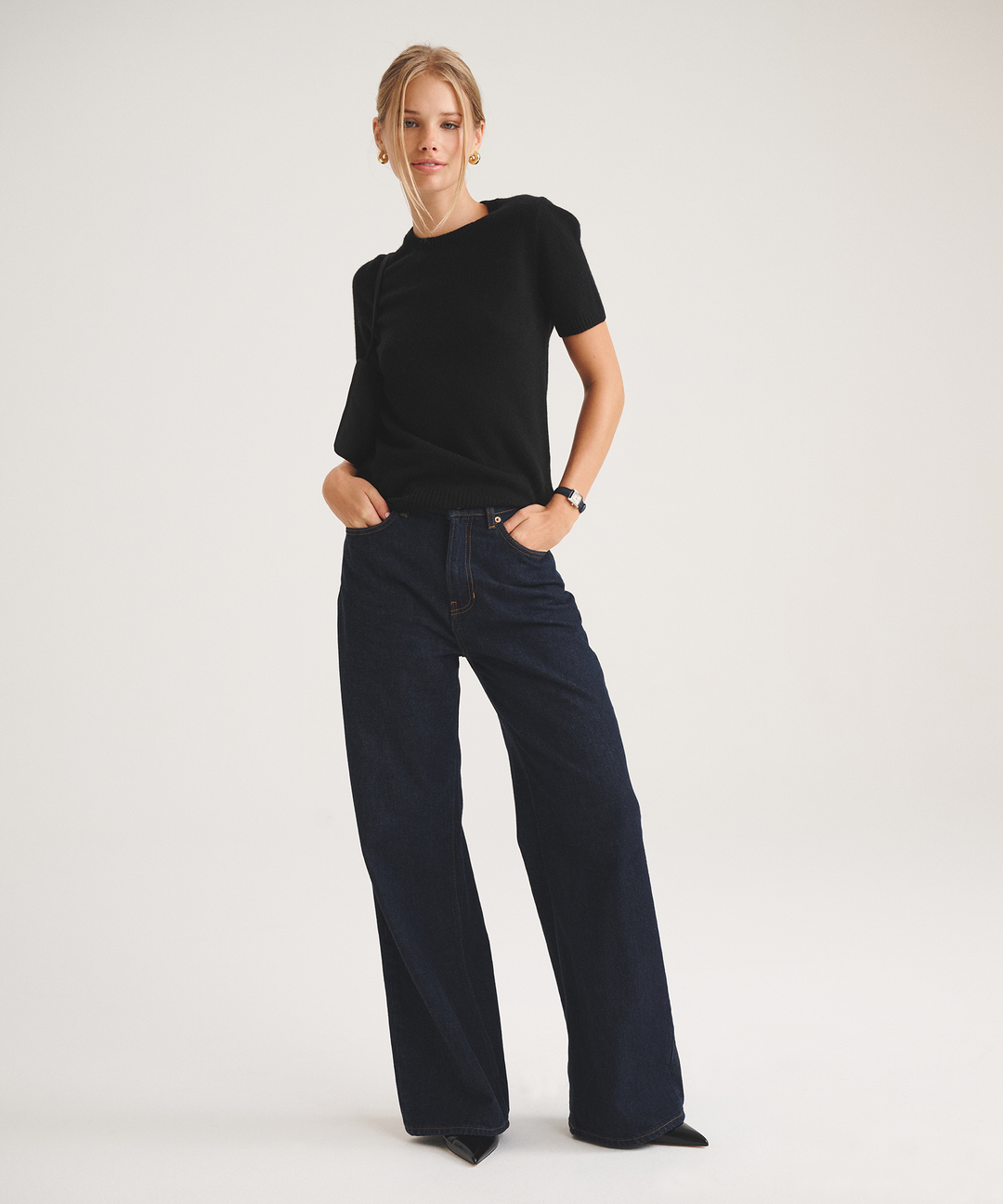 Basic Cashmere Short Sleeve Sweater