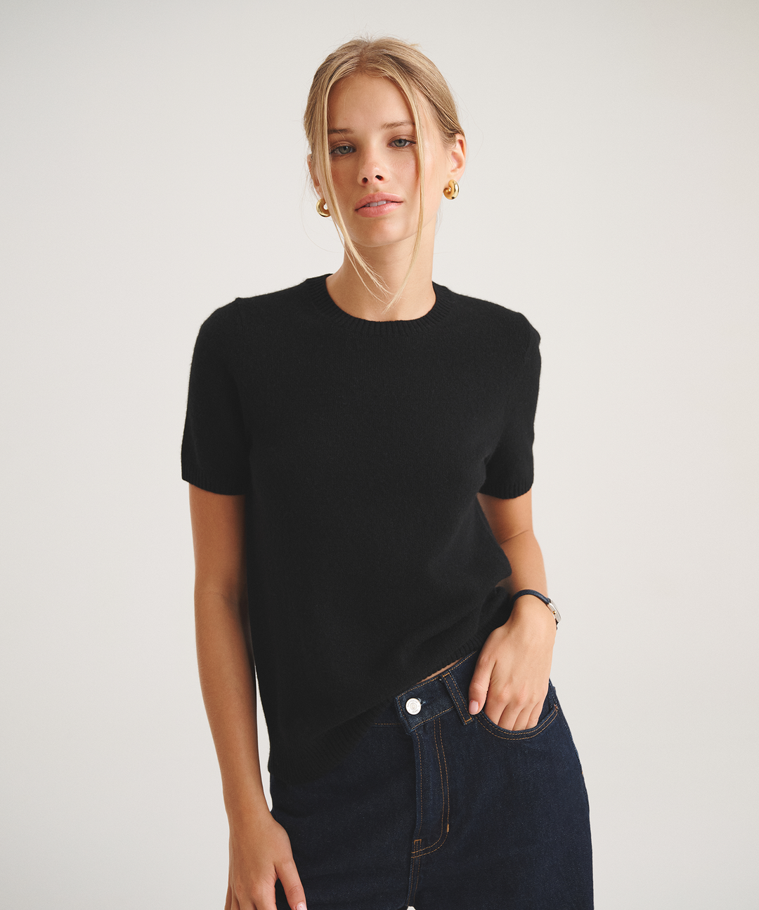 Basic Cashmere Short Sleeve Sweater